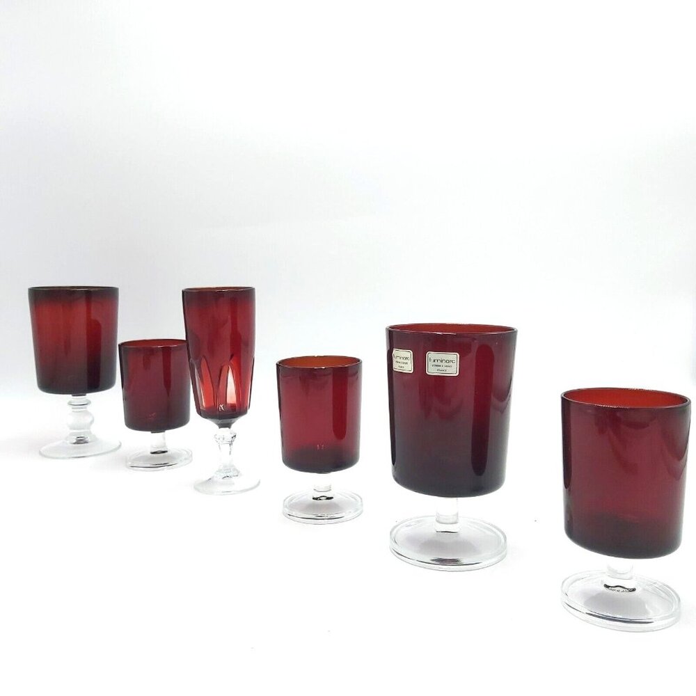 Luminarc France Ruby Colored Glasses-Lot of 6-See Pictures For Types And Sizes